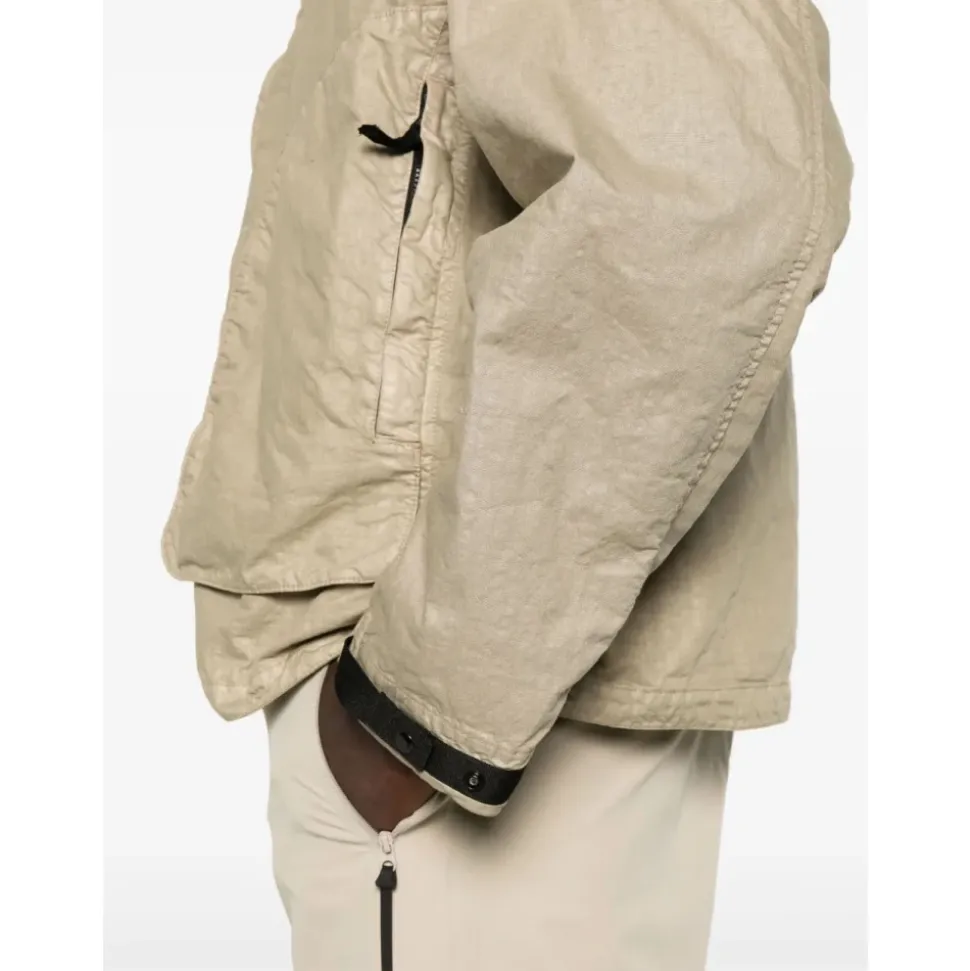 Giacca Beige con Colletto in Piedi