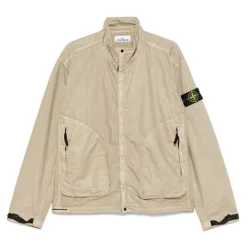 Giacca Beige con Colletto in Piedi