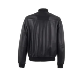 Giacca in pelle nera con chiusura lampo