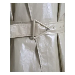 Giacca Trench Coat in Pelle Beige
