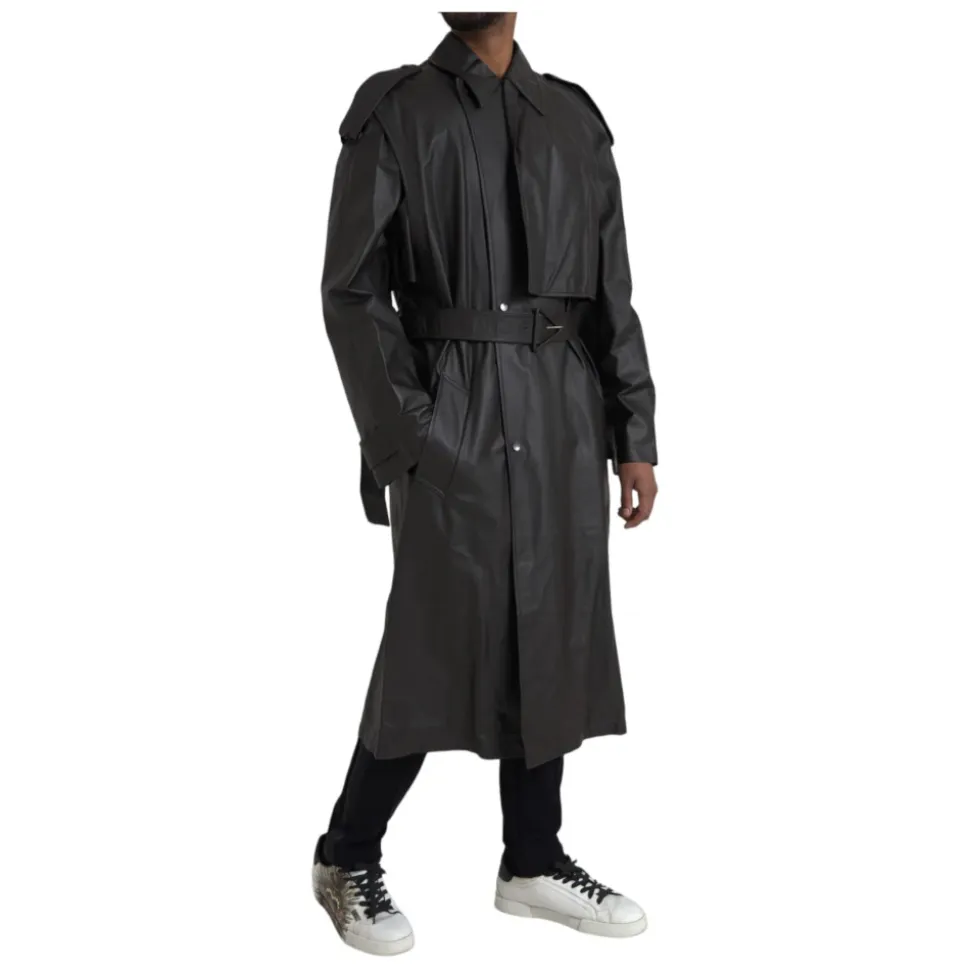 Giacca Trench Impermeabile in Pelle