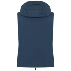 Gilet blu con zip e cappuccio elegante