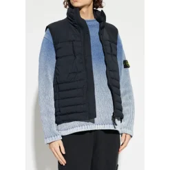 Gilet con Collo a Lupo Imbottito in Piuma
