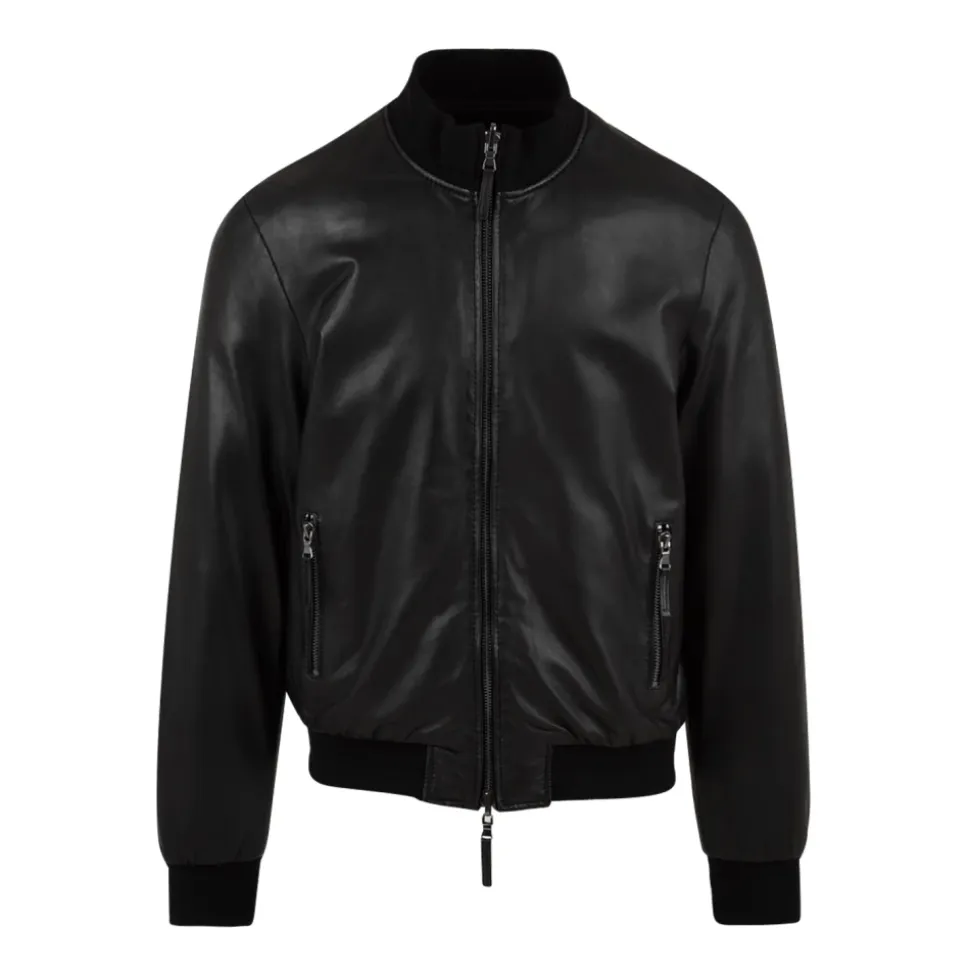 Giubbotto in Pelle Reversibile Derek Seamless 20 Nero