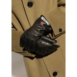 Guanti in pelle con logo stampato