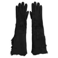 Guanti in Pelle con Pelliccia e Fodera in Cashmere