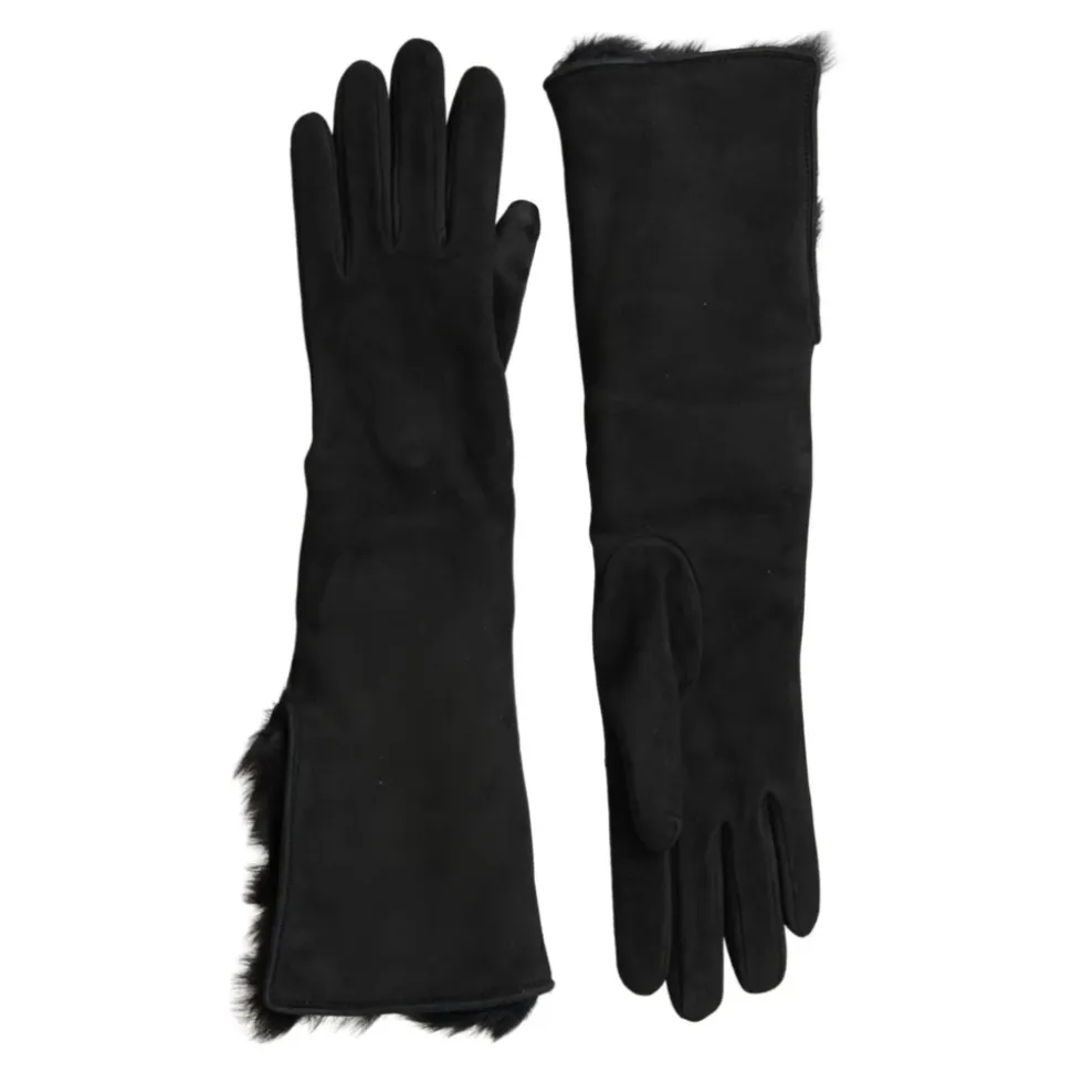 Guanti in Pelle con Pelliccia e Fodera in Cashmere