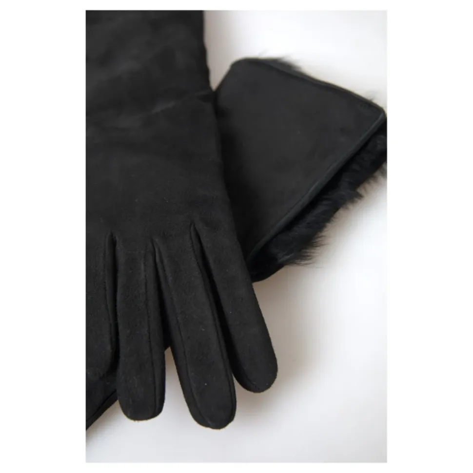 Guanti in Pelle con Pelliccia e Fodera in Cashmere