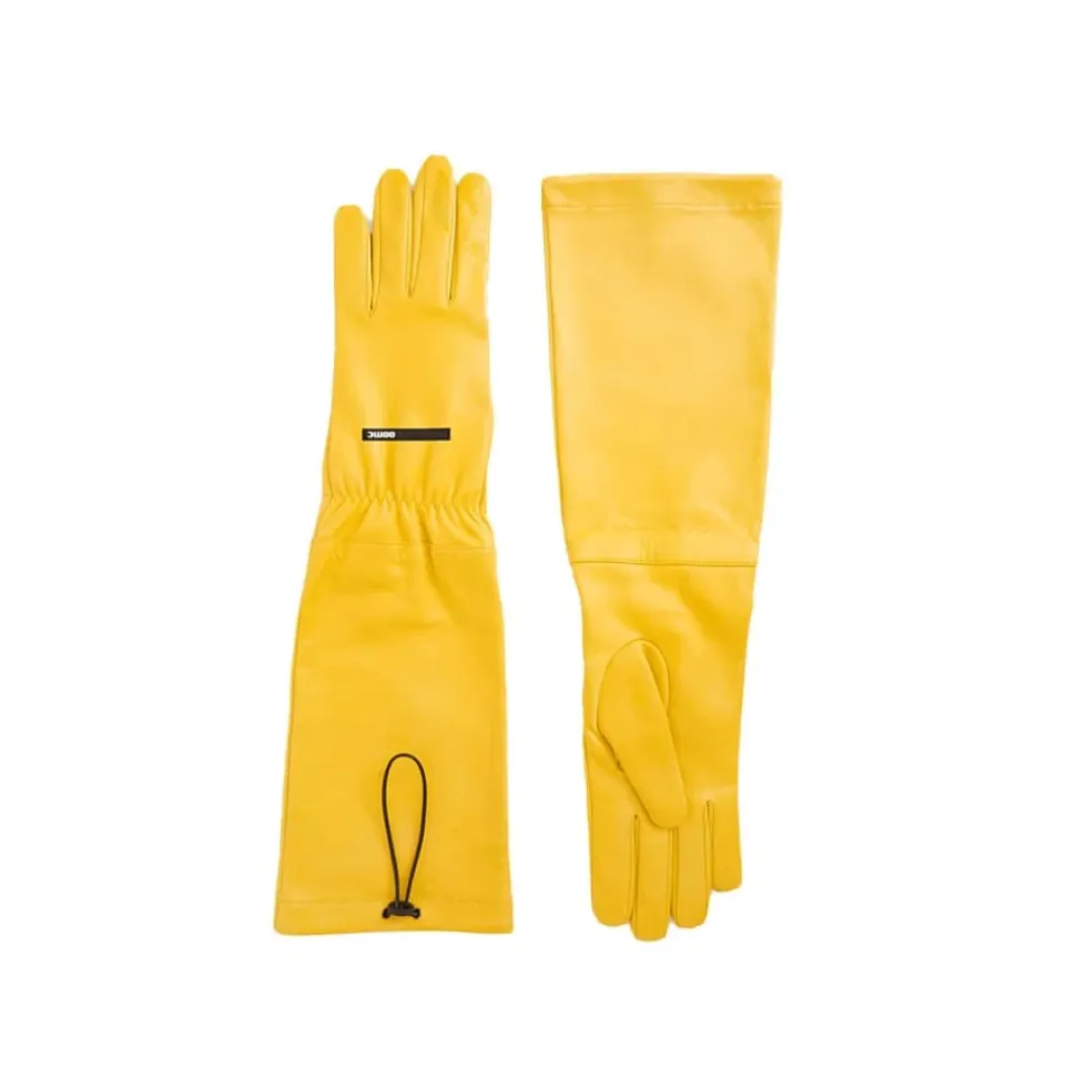 Guanti in pelle di agnello giallo pastello chiaro
