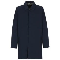 Impermeabile blu con colletto e tasche