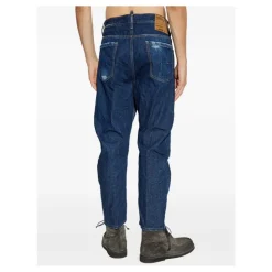 Jeans Blu Sfumati Con Patta A Bottoni