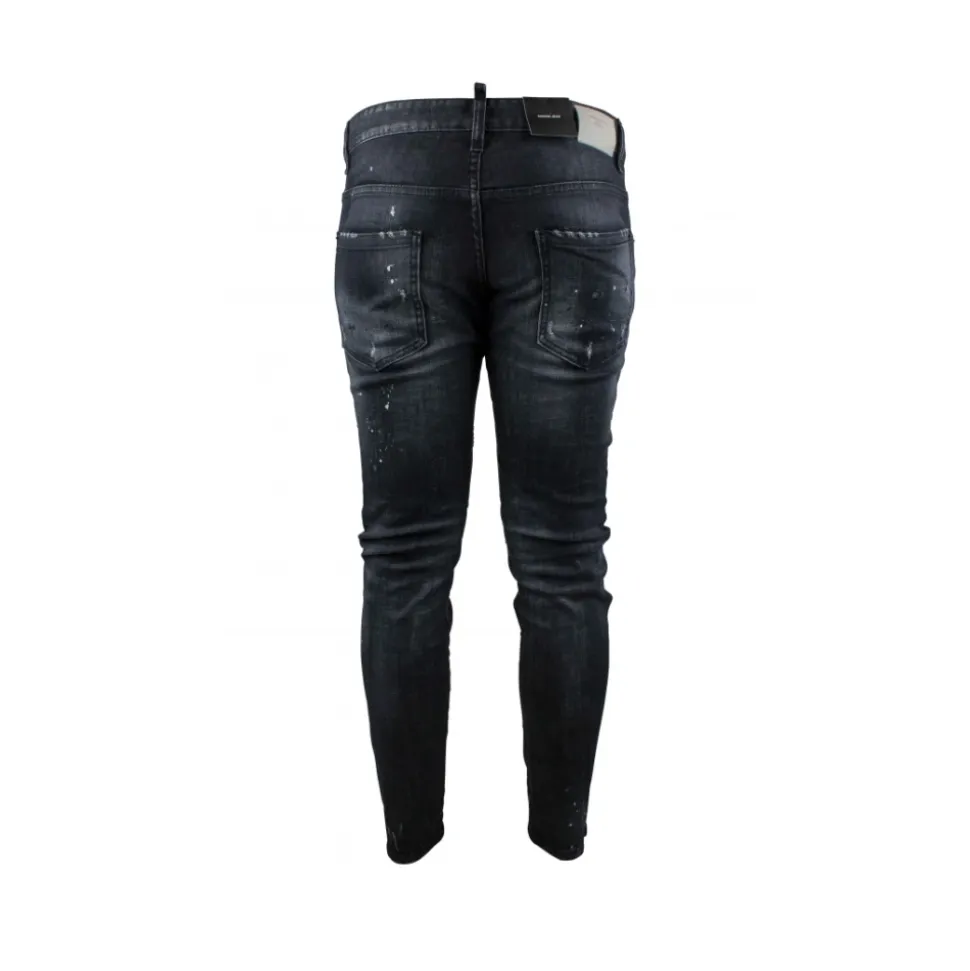 Jeans Skater Ripped Leather Wash