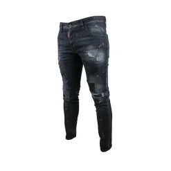 Jeans Skater Ripped Leather Wash
