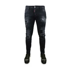 Jeans Skater Ripped Leather Wash
