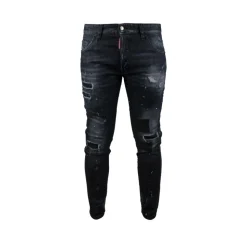Jeans Skater Ripped Leather Wash