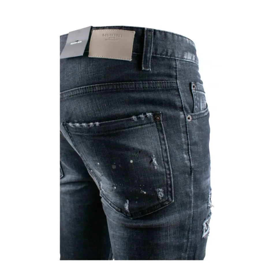 Jeans Skater Ripped Leather Wash