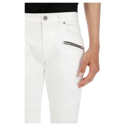 Jeans Slim-fit con Ginocchia a Coste