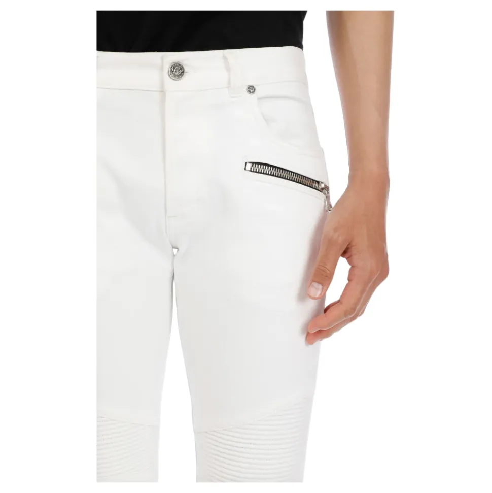 Jeans Slim-fit con Ginocchia a Coste