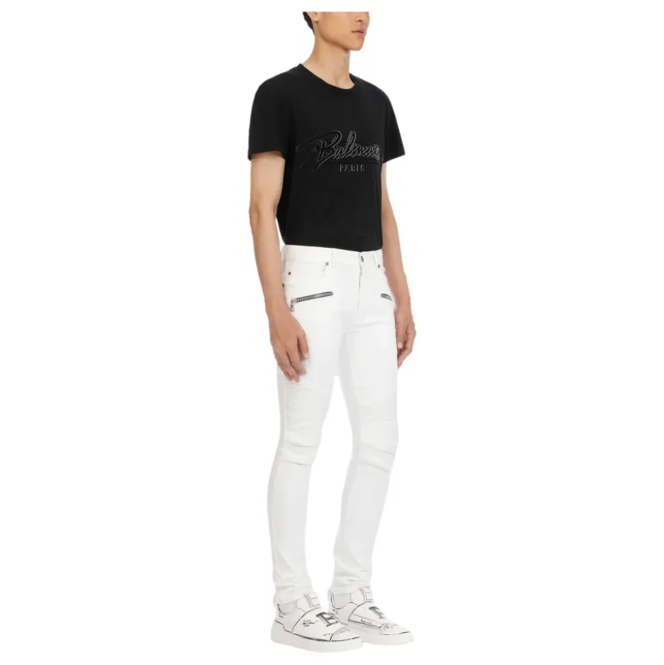 Jeans Slim-fit con Ginocchia a Coste