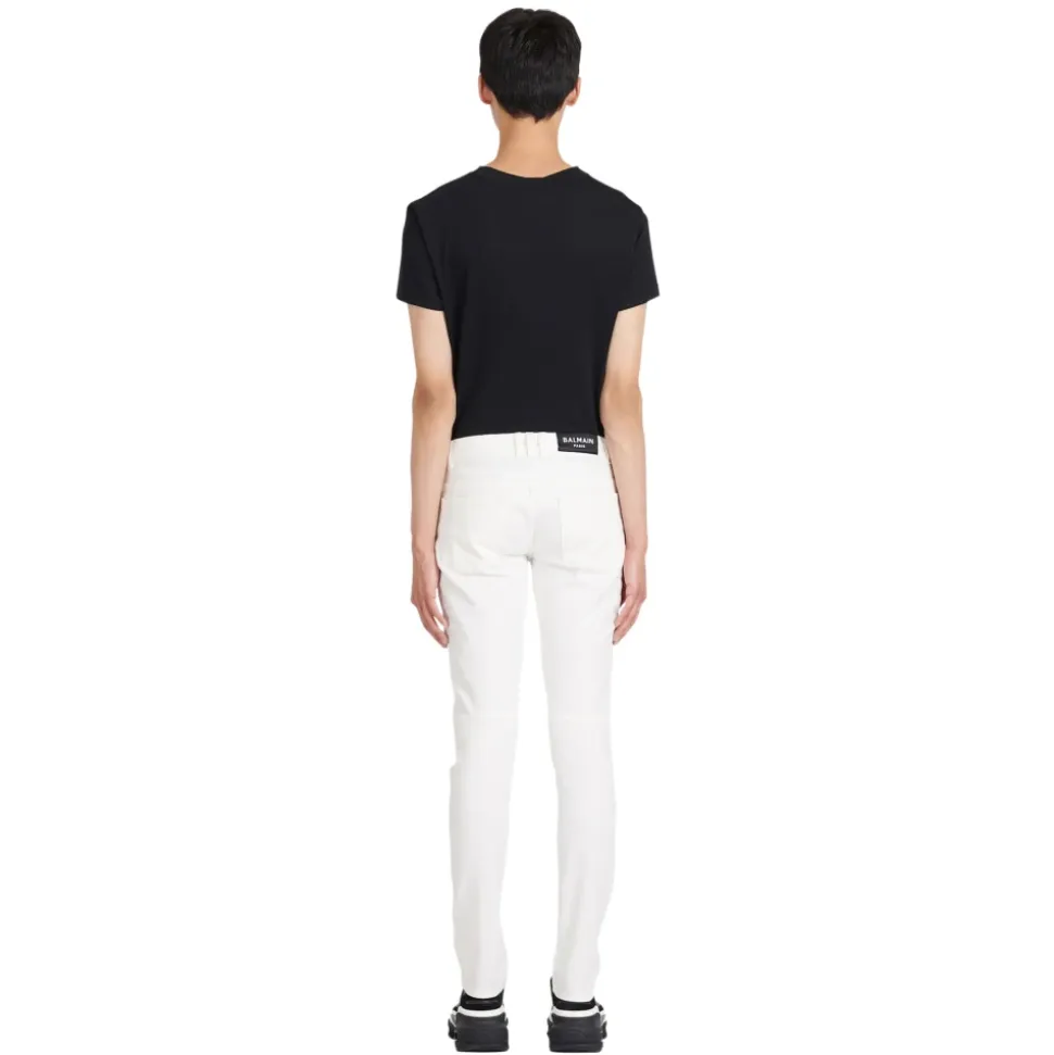 Jeans Slim-fit con Ginocchia a Coste