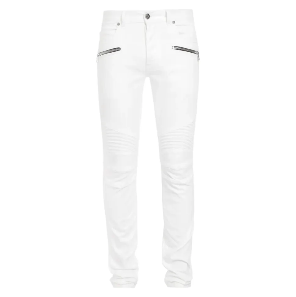 Jeans Slim-fit con Ginocchia a Coste