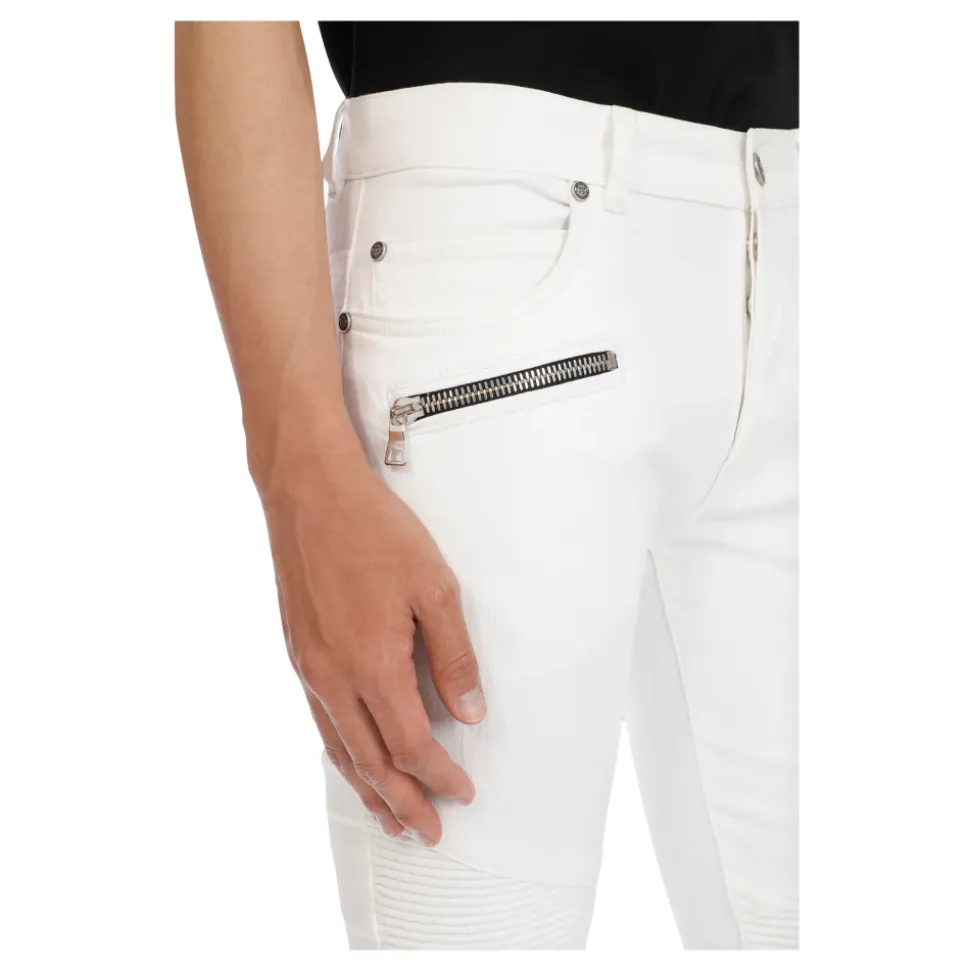 Jeans Slim-fit con Ginocchia a Coste