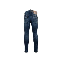 Jeans Uomo con Bottone e Patch in Pelle