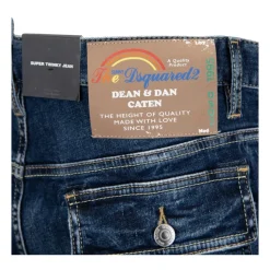 Jeans Uomo con Bottone e Patch in Pelle