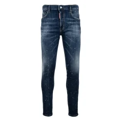 Jeans Uomo con Bottone e Patch in Pelle