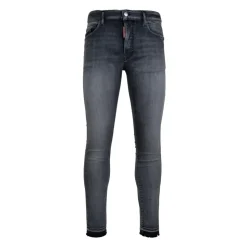 Jeans Uomo con Bottoni e Patch in Pelle