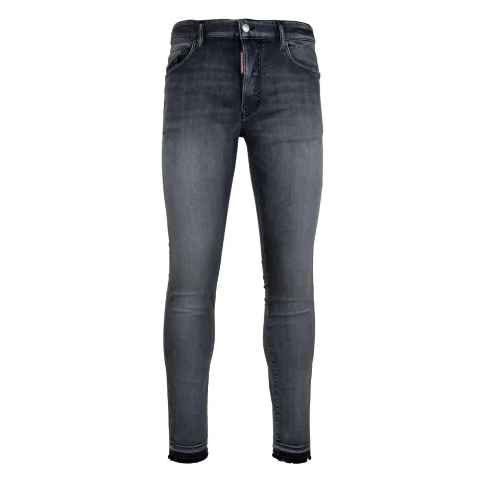 Jeans Uomo con Bottoni e Patch in Pelle