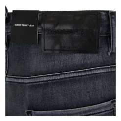 Jeans Uomo con Bottoni e Patch in Pelle
