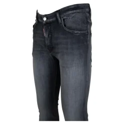 Jeans Uomo con Bottoni e Patch in Pelle
