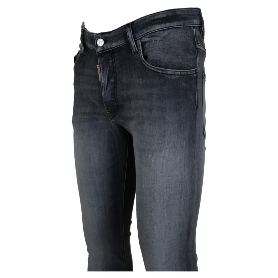 Jeans Uomo con Bottoni e Patch in Pelle
