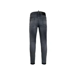 Jeans Uomo con Bottoni e Patch in Pelle