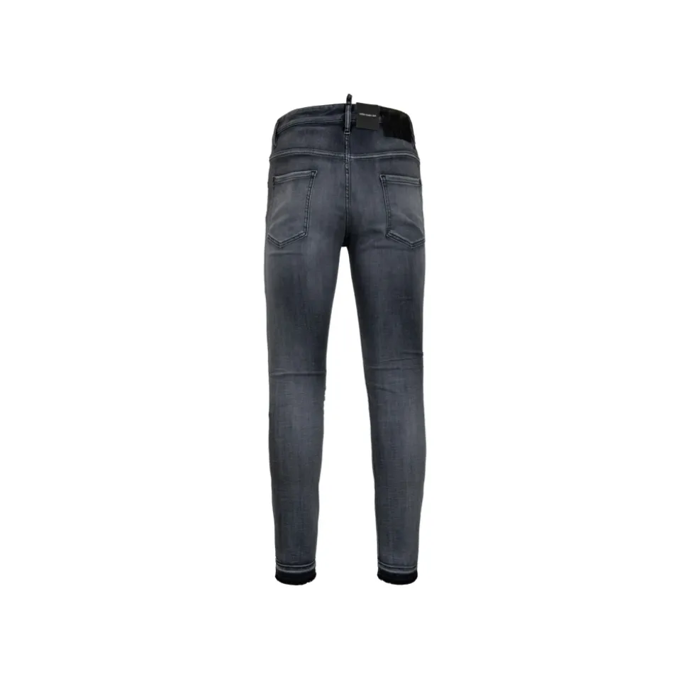 Jeans Uomo con Bottoni e Patch in Pelle
