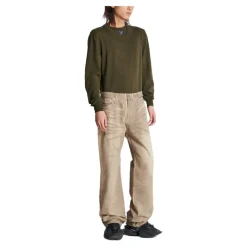Jeans vestibilità ampia in denim Beige Wash