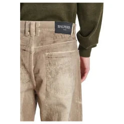 Jeans vestibilità ampia in denim Beige Wash
