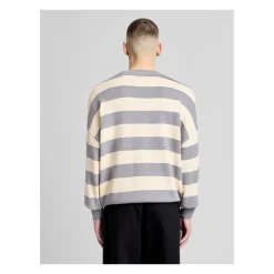 Maglione lavorato a maglia con ricamo script a righe