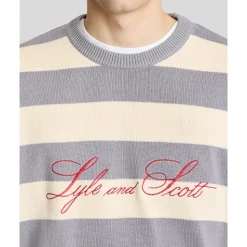 Maglione lavorato a maglia con ricamo script a righe