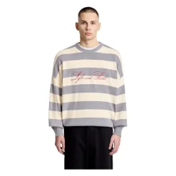 Maglione lavorato a maglia con ricamo script a righe