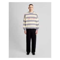 Maglione lavorato a maglia con ricamo script a righe