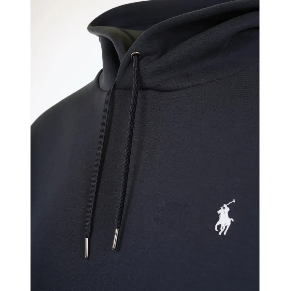 Maglione Blu con Cappuccio a Maglia Doppia