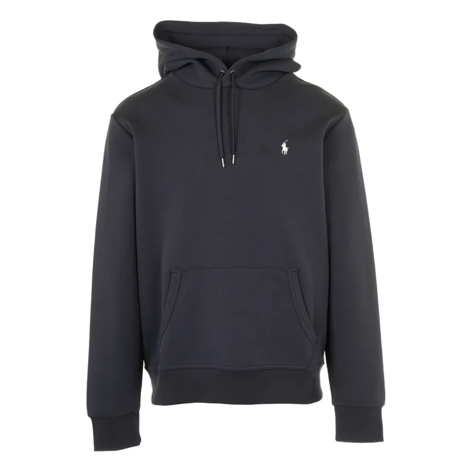 Maglione Blu con Cappuccio a Maglia Doppia