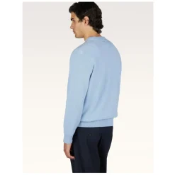 Maglione girocollo in cotone Fresco con dettagli in lino
