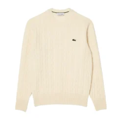 Maglione Girocollo in Lana con Lavorazione a Trecce