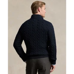 Maglione in maglia a trecce con mezza zip