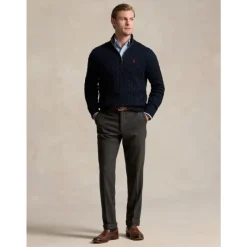 Maglione in maglia a trecce con mezza zip