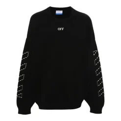 Maglione Nero in Maglia con Dettaglio Logo