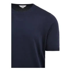 Maglione Rasato a Maniche Corte con Scollo Rotondo